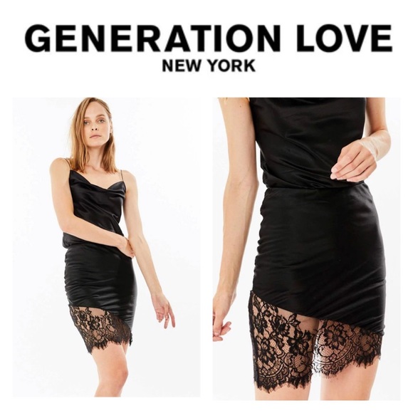 Generation Love Dresses & Skirts - GENERATION LOVE Emerson Black Silk Lace Skirt M